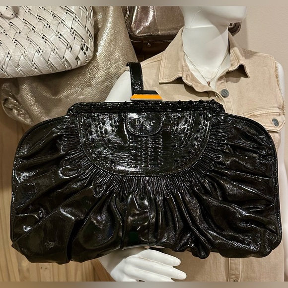 Reserved Gorgeous vintage huge clutch Christian Dior Black patent leather Clutch - Picture 1 of 4